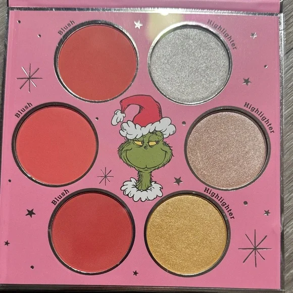 The Grinch 5 item Eyeshadow Palette Blush Highlighter Lip Oils Set Brush Set - Picture 10 of 14